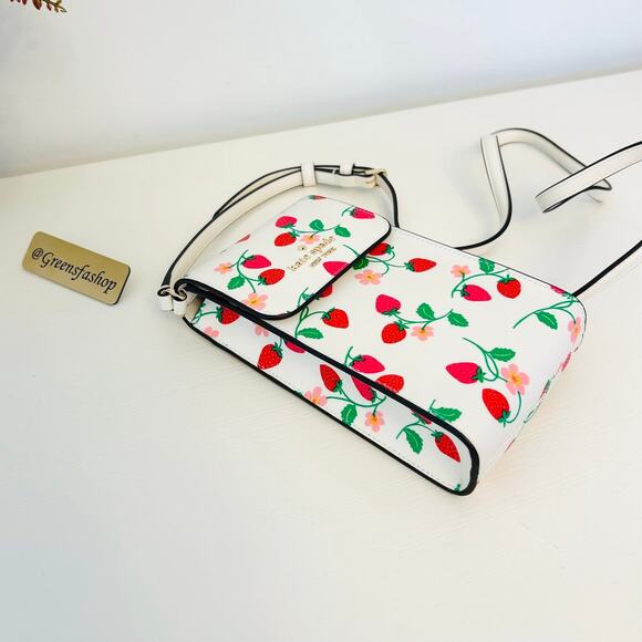 Kate Spade Purse Strawberry Vine North South Phone Crossbody - Picture 3 of 10